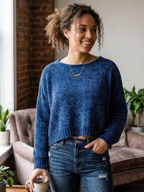 LF SEEK The Label Chenille Cropped Sweater